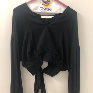 ASTR long sleeve crop top with open back